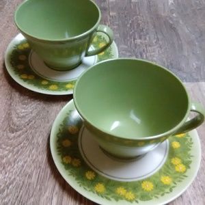 2 cups 2 saucers Lenotex melamine new never used